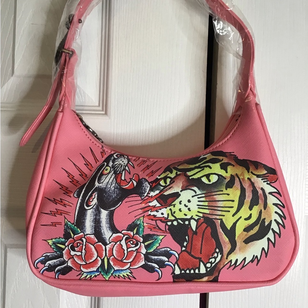 NWOT Ed Hardy x Siberia Hills Y2K Pink  Purse  Shoulder Bag Tiger